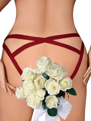 OYOANGLE Women's Plus Size Low Rise Crisscross Back Cut Out Panties Solid Casual Brief Underwear in Saudi Arabia