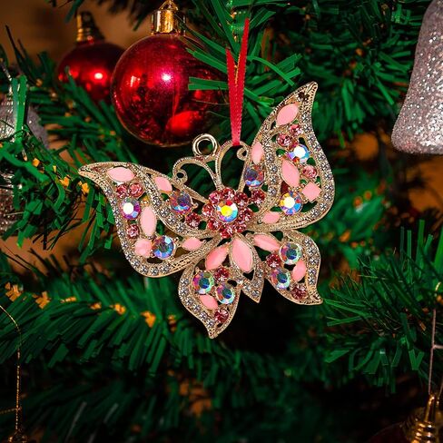 FaCraft Butterfly Christmas Ornaments 2023,Metal Butterfly Ornaments for Christmas Tree Butterfly Decorations Monarch Butterflies Hanging Ornament Butterfly Gifts Kids Women Girls Sister in Saudi Arabia