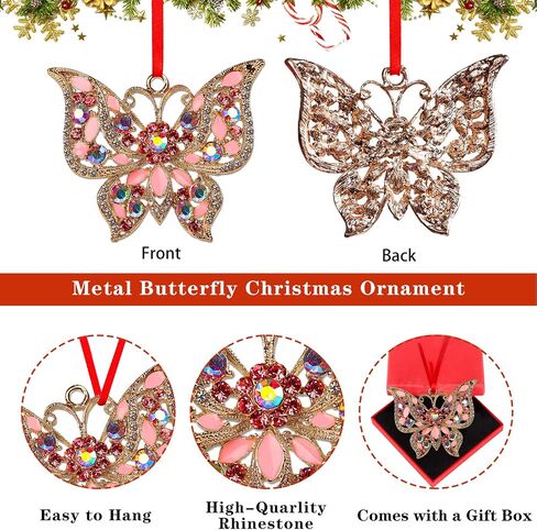 FaCraft Butterfly Christmas Ornaments 2023,Metal Butterfly Ornaments for Christmas Tree Butterfly Decorations Monarch Butterflies Hanging Ornament Butterfly Gifts Kids Women Girls Sister in Saudi Arabia