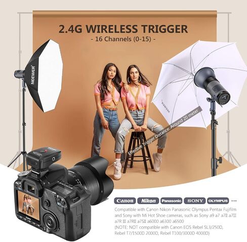 NEEWER Q300 300Ws 2.4G Outdoor Studio Flash with Q Compact Wireless Trigger, 7800mAh Li ion Battery Powered Strobe Light Photography Cordless Monolight with 1000 Full Power Flash 0.4~2.5s Recycle in Saudi Arabia