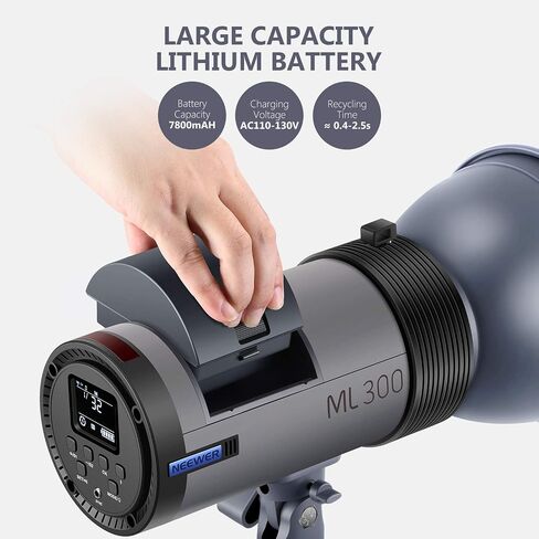 NEEWER Q300 300Ws 2.4G Outdoor Studio Flash with Q Compact Wireless Trigger, 7800mAh Li ion Battery Powered Strobe Light Photography Cordless Monolight with 1000 Full Power Flash 0.4~2.5s Recycle in Saudi Arabia