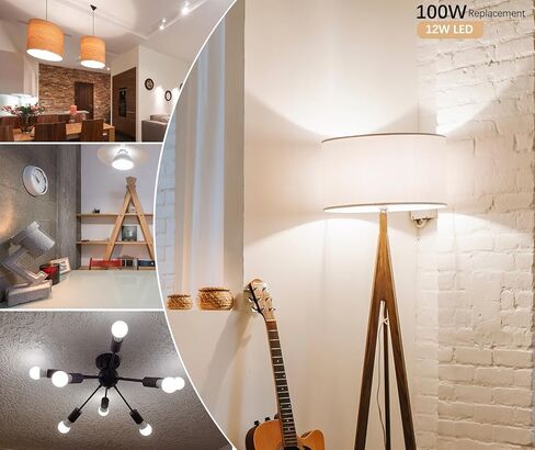 100W Equivalent Light Bulbs, A19 E26 LED Bulbs, 12W 5000K Daylight White 1200 Lumens, Non-Dimmable, 12-Pack in Kuwait