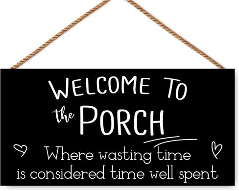 مرحبًا بكم في اللافتات الخشبية للشرفة، لافتات الشرفة الخارجية لديكور الشرفة الأمامية المعلقة للجدار، 11.8 × 5.9 بوصة in Kuwait