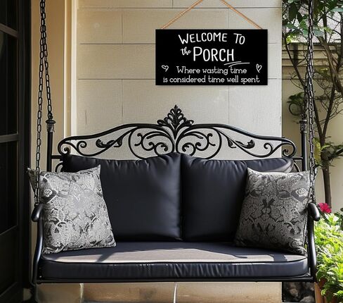 مرحبًا بكم في اللافتات الخشبية للشرفة، لافتات الشرفة الخارجية لديكور الشرفة الأمامية المعلقة للجدار، 11.8 × 5.9 بوصة in Kuwait