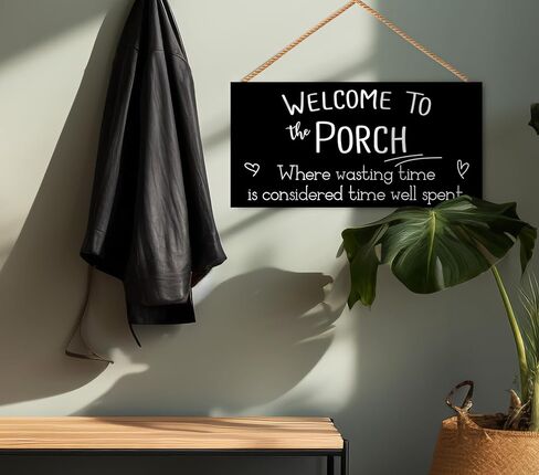 مرحبًا بكم في اللافتات الخشبية للشرفة، لافتات الشرفة الخارجية لديكور الشرفة الأمامية المعلقة للجدار، 11.8 × 5.9 بوصة in Kuwait