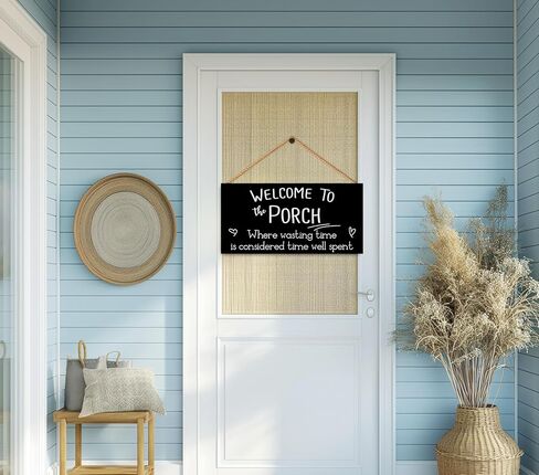 مرحبًا بكم في اللافتات الخشبية للشرفة، لافتات الشرفة الخارجية لديكور الشرفة الأمامية المعلقة للجدار، 11.8 × 5.9 بوصة in Kuwait