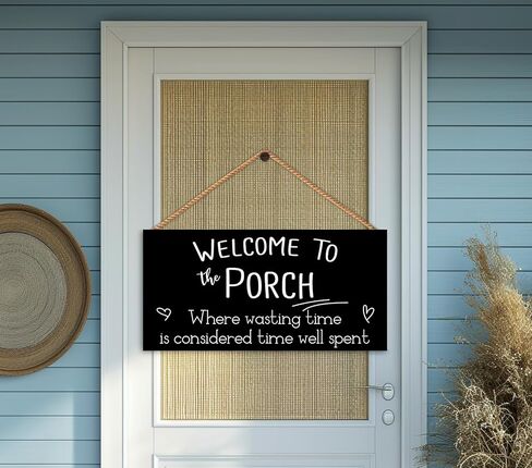 مرحبًا بكم في اللافتات الخشبية للشرفة، لافتات الشرفة الخارجية لديكور الشرفة الأمامية المعلقة للجدار، 11.8 × 5.9 بوصة in Kuwait