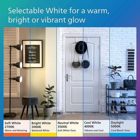 Philips LED A19 Selectable White Dimmable LED Light Bulbs - Flicker Free 60w Light Bulbs with EyeComfort Technology - Soft White 6500K Lightbulb - 1500 Lumen - E26 Base - 4 Pack in Saudi Arabia