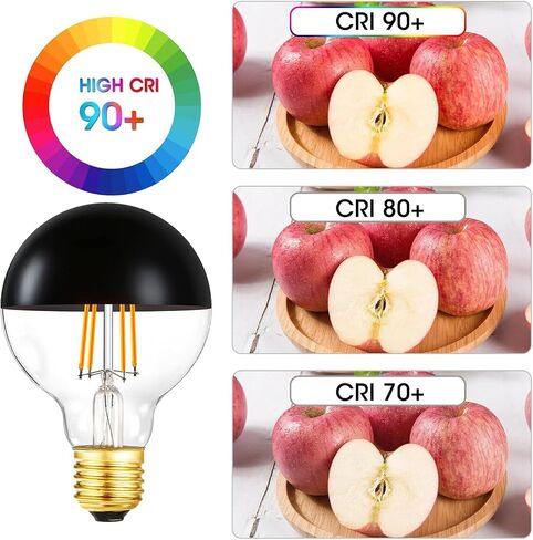 E26 Half Black Light Bulb 6W Dimmable LED Edison Bulb(60W Equivalent) G25 Globe Shape E26 LED Bulb Half Chrome Reflected Light 3000K Soft White Pack of 4. in Saudi Arabia