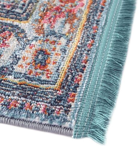 Unique Loom Baracoa Collection Area Rug - Malecon (2' 7" x 12' 2" Runner, Light Blue/ Orange) in Saudi Arabia