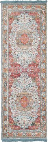 Unique Loom Baracoa Collection Area Rug - Malecon (2' 7" x 12' 2" Runner, Light Blue/ Orange) in Saudi Arabia