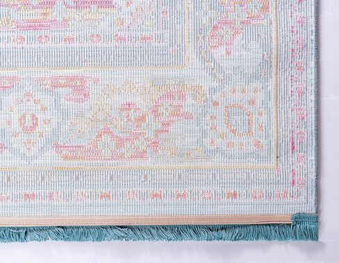 Unique Loom Baracoa Collection Area Rug - Malecon (2' 7" x 12' 2" Runner, Light Blue/ Orange) in Saudi Arabia