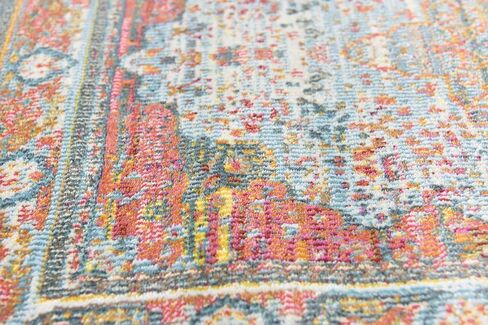 Unique Loom Baracoa Collection Area Rug - Malecon (2' 7" x 12' 2" Runner, Light Blue/ Orange) in Saudi Arabia