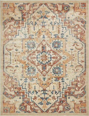 Unique Loom Oslo Collection Distressed Botanical Medallion Beige Area Rug (5' x 8') in Saudi Arabia