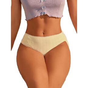 WDIRARA Women's 7 Pieces Lace Trim Ribbed Knit Panty Set Underwear Brief Set