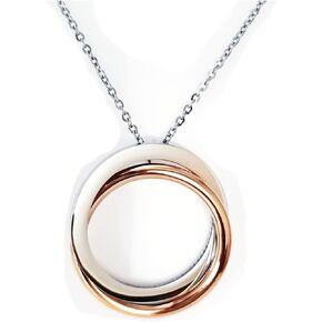 Necklaces for Women Dainty Gold Necklace 14K Gold Plated Choker Necklace Adjustable Length Pendant Necklace for Women 18" Fashion Jewelry Twist Hoops Pendant Jewelry Gifts for Girls (Rose Gold & Silver)