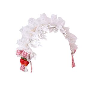 YOMORIO Womens Strawberry Maid Cosplay Hair Hoop Lolita Cute Bows Headwear Vintage Lace Hairband (#5)