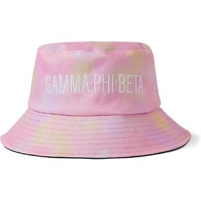 Sorority Shop Gamma Phi Beta Hat - Pink Tie Dye Aesthetic Bucket Hat with Greek Letters Embroidery, Sorority Hat