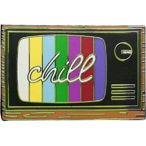 CHILL Pin Retro TV Enamel Pins Cute Pins For Backpacks Jacket Pin Hat Pins Rainbow Vintage 1.4 Inches Funny Pins Enamel Lapel Pins Enamel Pin Backs Cute Backpack Pins