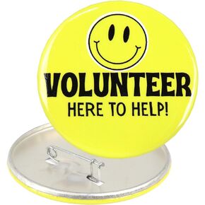 Ask Me Anything Buttons, Volunteer, Teacher, and Customer Service Employee Pins, 3 Inches, Pack of 3 (Volunteer Single)
