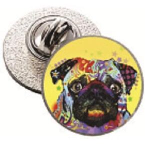 Enjoy it Pug Lapel Pin - Featuring Artwork of Dean Russo, one size, Metal Silver in Kuwait