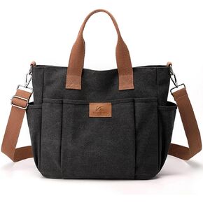 Women's Canvas Tote Purses Shoulder Travel Crossbody Bag Everyday Handbags with Zipper