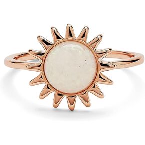 Pura Vida Rose Gold or Silver-Plated Sunshine Ring w/Moonstone - Brass Base, Stylish Design - Size 5-9