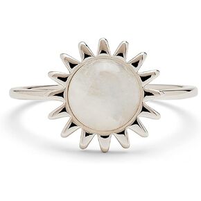 Pura Vida Rose Gold or Silver-Plated Sunshine Ring w/Moonstone - Brass Base, Stylish Design - Size 5-9