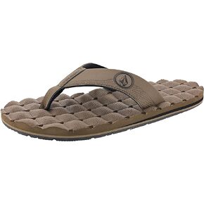 Volcom Men’s Recliner Sandal Flip Flop, Khaki/Khaki, 11 M US