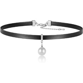 HEXALOVA Black Choker Necklace for Women, Gothic Choker, Black Leather Choker, Chokers for Women Girls, Goth Jewelry