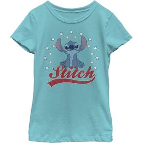 Disney Lilo Stitch Americana Girl's Solid Crew Tee