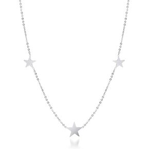 555Jewelry Stainless Steel Dainty Tri Star Necklace Pendant for Women & Girls