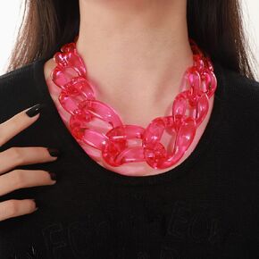 Punk Acrylic Collar Choker Necklace Boho Statement Chunky Large Acrylic Chain Link Choker Necklace Fashion Halloween Christmas Costume Jewelry Gift for Women Girls Party Bar