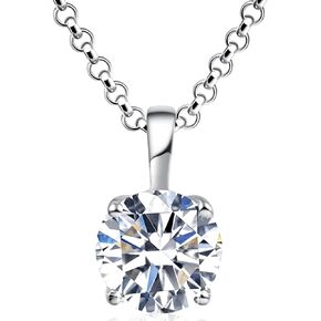 925 Sterling Silver Necklace for Women, 1ct 6.5mm D Colorless Moissanite Necklace Round Brilliant Cut Solitaire Pendant Necklace Gold Plated Classic 4 Prong 18 Inch Chain Necklace in Kuwait