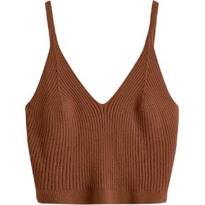قمصان علوية نسائية من SweatyRocks مقاس كبير بدون أكمام ورقبة على شكل حرف V، قمصان قصيرة بدون أكمام منسوجة ومضلعة