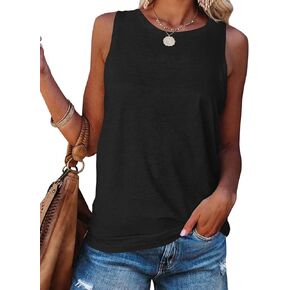 Fallorchid Womens Sleeveless Tops Crew Neck Tanks Causal Solid Summer Tops