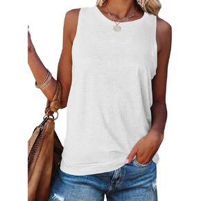 Fallorchid Womens Sleeveless Tops Crew Neck Tanks Causal Solid Summer Tops