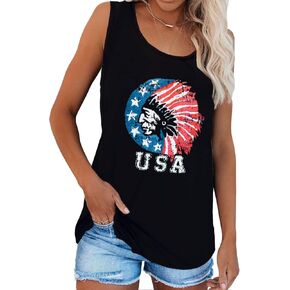 Deerose Womens 4th of July Shirt Sleeveless USA Flag Patriotic Summer Tank Tops