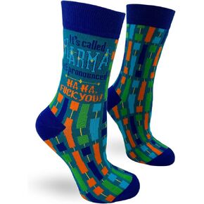 Fabdaz Sassy Funny Saying Ladies' Crew Socks It's Called Karma It's Pronounced Ha Ha F You