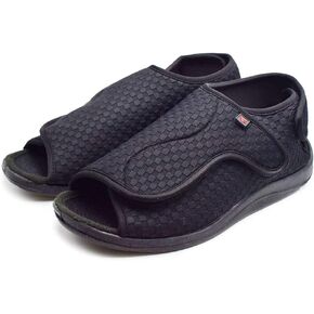 W&LESVAGO Women's Diabetic Slippers, Soft Breathable Fish Mouth Flatform Sandals, Wide Width Adjustable Edema Shoes for Elderly