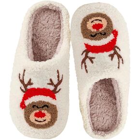 Cute Christmas Slippers for Women Men Fun Santa Claus Elk Slipper Soft Non Slip Plush Warm Couple House Shoes