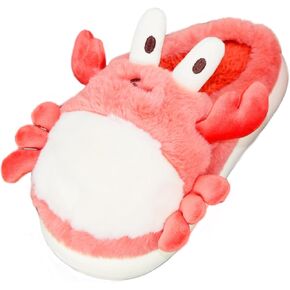Cute Fuzzy Animal Fleece Slippers for Women, Soft Warm House Slippper, Winter Cozy Home Indoor Non-Slip Slippers