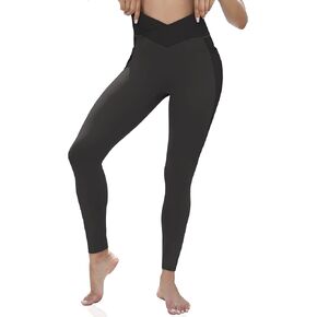 VOOVEEYA V Waist Women's Workout Butt Lifting Leggings with Pockets - High Waisted Yoga Pants Cross Gym Yoga Booty Tight