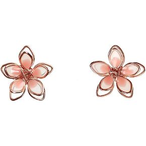 Cute Enamel Flower Earrings 925 Sterling Silver Post Small Studs Earring for Women Girls Hypoallergenic Daisy Cherry Blossom Hollow Leaf Cartilage Tragus Dainty Elegant Wedding Birthday Party Jewelry Gifts
