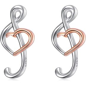 925 Sterling Silver Music Note Earrings Stud for Women Teen Girls Gifts for Music Lovers