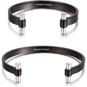 Lovers Sweetheart Open Simple Adjustable Cuff Declaration of Love Oath Promise Polished Chunky Bracelet Bangle for Women and Men (Love Couple Black)