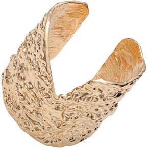 Rhinelife Cuff Bracelets for Women Wrist Cuffs with Lrregular V Opening Design Gold/Silver Big Bangle Jewelry