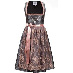 Bavarian Women's Designer Midi Dirndl Beatrice Dress 2-Pieces + Apron Size US2-US24
