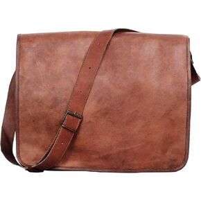 Komal's Passion Leather Vintage Mens 18 Inch Leather Laptop Messenger Pro Satchel Men's Bag