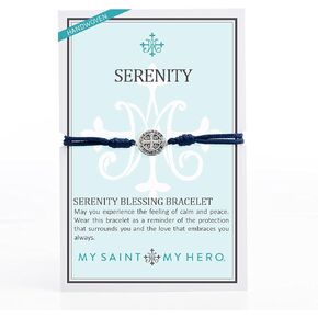 My Saint My Hero Serenity Blessing Bracelet - Silver Medal (Navy Cord)